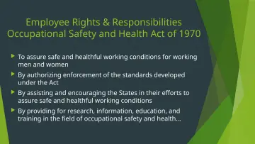 Slide 31: Employee Rights & Responsibilities Occupational Safety and Health Act of 1970