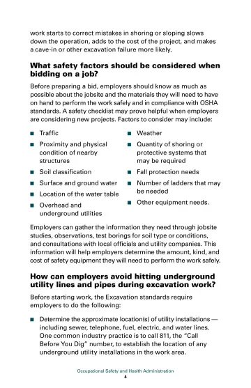 Page 10: What safety factors should be considered when bidding on a job?