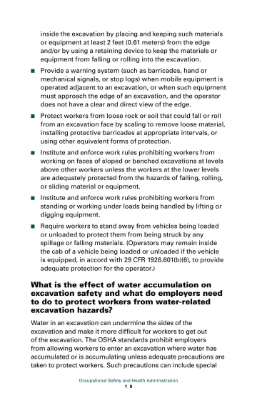 Page 16: inside the excavation by placing and keeping such materials or equipment at least 2 feet…