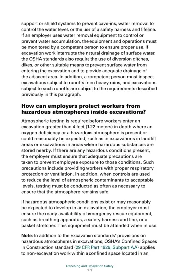 Page 17: How can employers protect workers from hazardous atmospheres inside excavations?