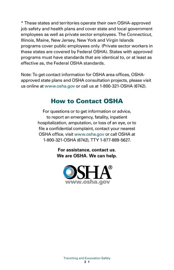 Page 27: How to Contact OSHA