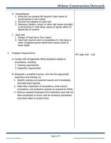 Page 5: H. Access/Egress