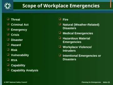 Slide 11: Scope of Workplace Emergencies