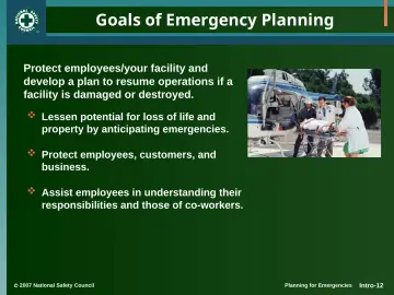 Slide 12: Goals of Emergency Planning
