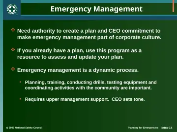 Slide 14: Emergency Management