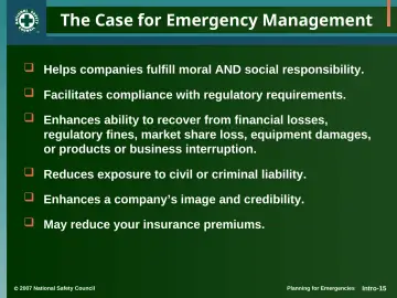 Slide 15: The Case for Emergency Management