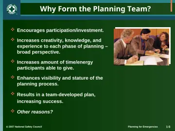 Slide 5: Why Form the Planning Team?
