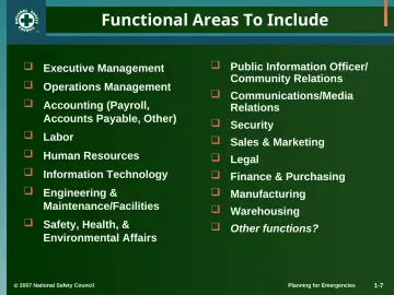 Slide 7: Functional Areas To Include