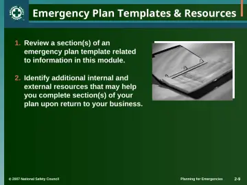 Slide 9: Emergency Plan Templates & Resources