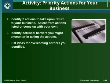 Slide 17: Activity: Priority Actions for Your Business