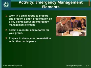 Slide 7: Activity: Emergency Management Elements