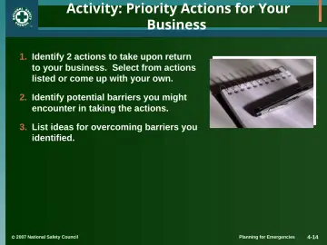 Slide 14: Activity: Priority Actions for Your Business