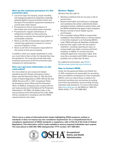 Page 3: Here are the minimum provisions of a fire prevention plan:
