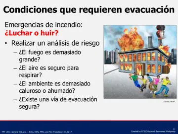 Slide 21: Condiciones que requieren evacuación