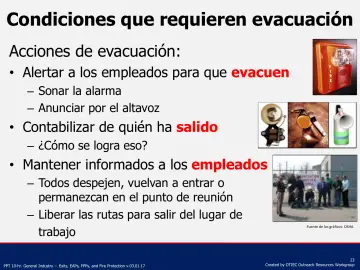 Slide 23: Condiciones que requieren evacuación