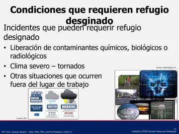 Slide 24: Condiciones que requieren refugio desginado