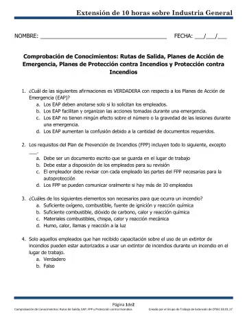Page 1: Extensión de 10 horas sobre Industria General