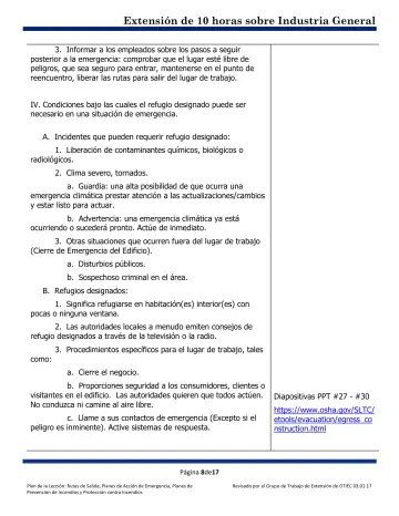 Page 8: 3. Informar a los empleados sobre los pasos a seguir posterior a la emergencia: comprobar…