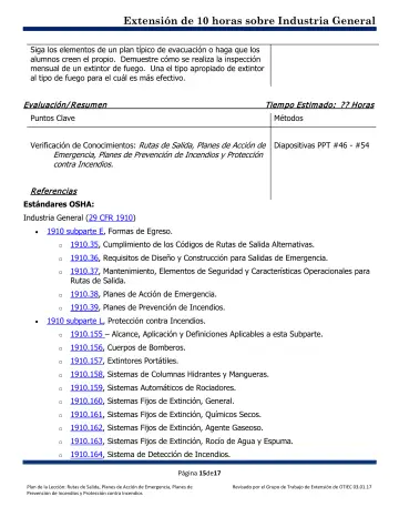 Page 15: Siga los elementos de un plan típico de evacuación o haga que los alumnos creen el propio. …