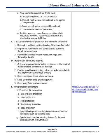 Page 5: c. Four elements required for fire to exist
