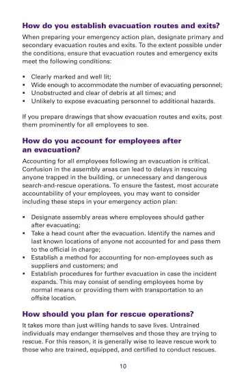 Page 10: How do you establish evacuation routes and exits?