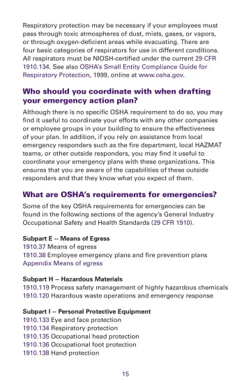 Page 15: Who should you coordinate with when drafting your emergency action plan?