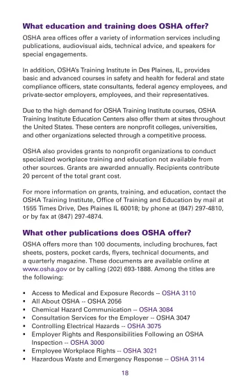 Page 18: What education and training does OSHA offer?