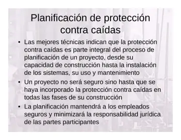 Slide 20: Planificación de protección contra caídas