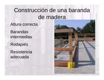 Slide 65: Construcción de una baranda de madera
