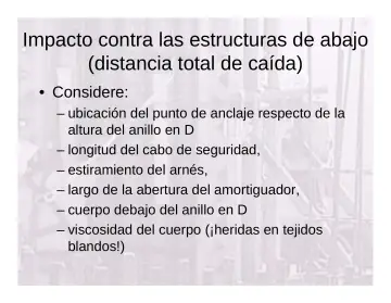 Slide 104: Impacto contra las estructuras de abajo (distancia total de caída)