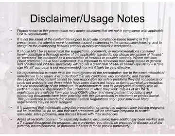 Slide 2: Disclaimer/Usage Notes