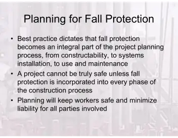 Slide 20: Planning for Fall Protection