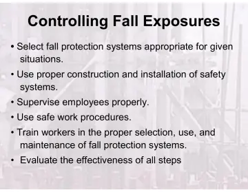 Slide 22: Controlling Fall Exposures