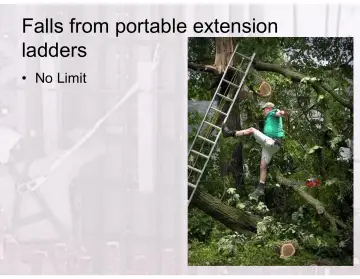 Slide 38: Falls from portable extension ladders