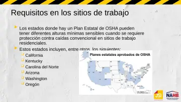 Slide 7: Requisitos en los sitios de trabajo