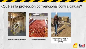 Slide 8: ¿Qué es la protección convencional contra caídas?
