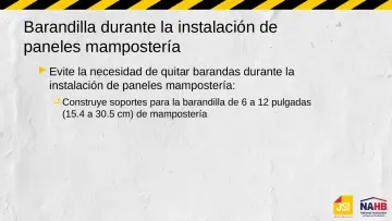 Slide 18: Barandilla durante la instalación de paneles mampostería