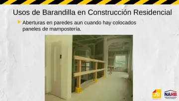 Slide 19: Usos de Barandilla en Construcción Residencial