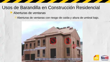 Slide 26: Usos de Barandilla en Construcción Residencial