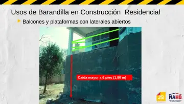 Slide 36: Usos de Barandilla en Construcción Residencial