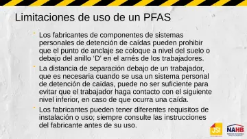 Slide 65: Limitaciones de uso de un PFAS