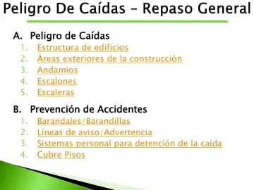 Slide 3: A. Peligro de Caídas