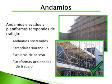 Slide 14: Andamios elevados y plataformas temporales de trabajo: