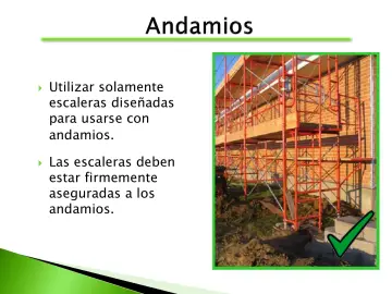 Slide 24: Utilizar solamente escaleras diseñadas para usarse con andamios.