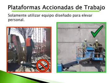 Slide 27: Solamente utilizar equipo diseñado para elevar personal.