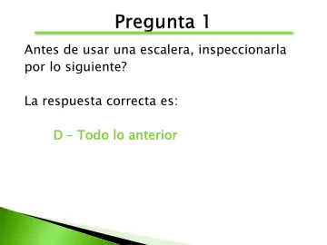 Slide 48: Antes de usar una escalera, inspeccionarla por lo siguiente?