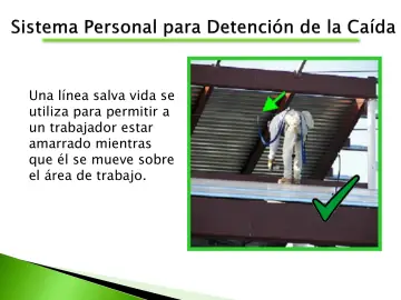 Slide 75: Una línea salva vida se utiliza para permitir a un trabajador estar amarrado mientras que…