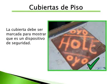 Slide 77: La cubierta debe ser marcada para mostrar que es un dispositivo de seguridad.