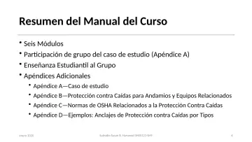 Slide 4: Resumen del Manual del Curso