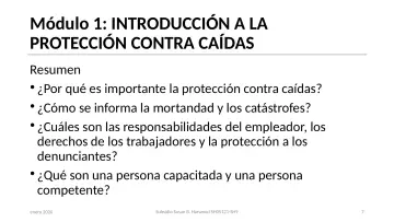 Slide 7: Módulo 1: INTRODUCCIÓN A LA PROTECCIÓN CONTRA CAÍDAS